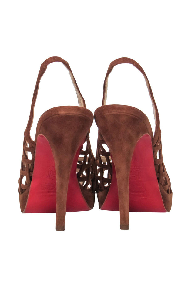 Current Boutique-Christian Louboutin - Brown Suede Caged Slingback Heels Sz 7.5