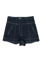 Current Boutique-Cinq a Sept - Dark Wash High Waisted Denim Shorts w/ Contrast Stitching Sz 0
