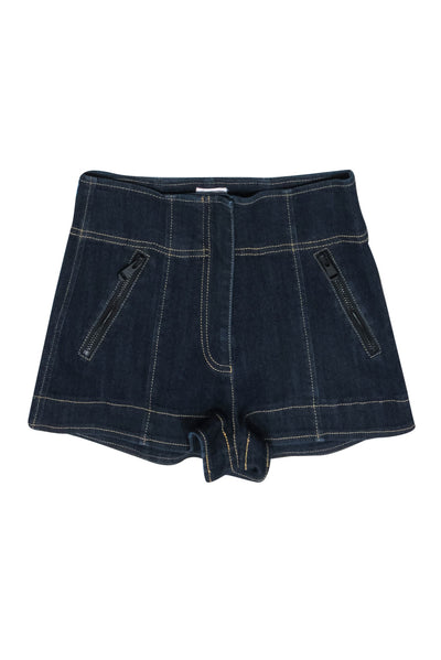 Current Boutique-Cinq a Sept - Dark Wash High Waisted Denim Shorts w/ Contrast Stitching Sz 0