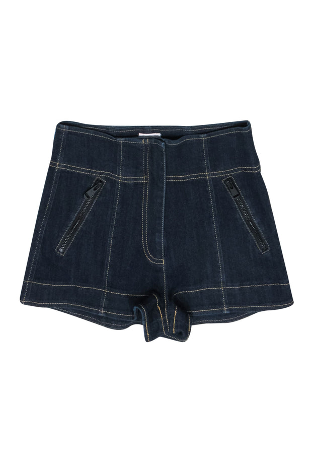 Current Boutique-Cinq a Sept - Dark Wash High Waisted Denim Shorts w/ Contrast Stitching Sz 0