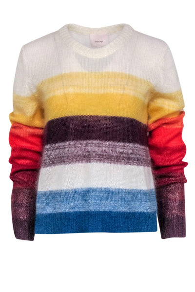 Current Boutique-Cinq a Sept - White & Multicolor Stripe Mohair w/ Wool blend Sweater Sz M