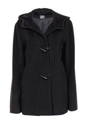 Current Boutique-Cinzia Rocca - Brown Wool Hooded Button-Up Coat Sz 8