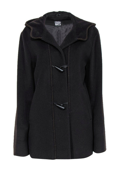 Current Boutique-Cinzia Rocca - Brown Wool Hooded Button-Up Coat Sz 8