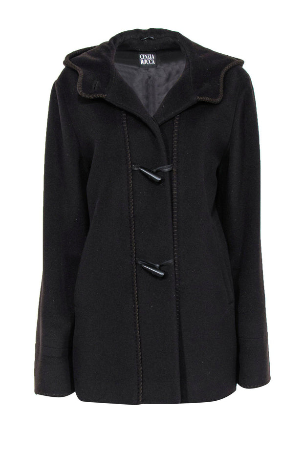 Current Boutique-Cinzia Rocca - Brown Wool Hooded Button-Up Coat Sz 8