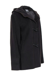 Current Boutique-Cinzia Rocca - Brown Wool Hooded Button-Up Coat Sz 8