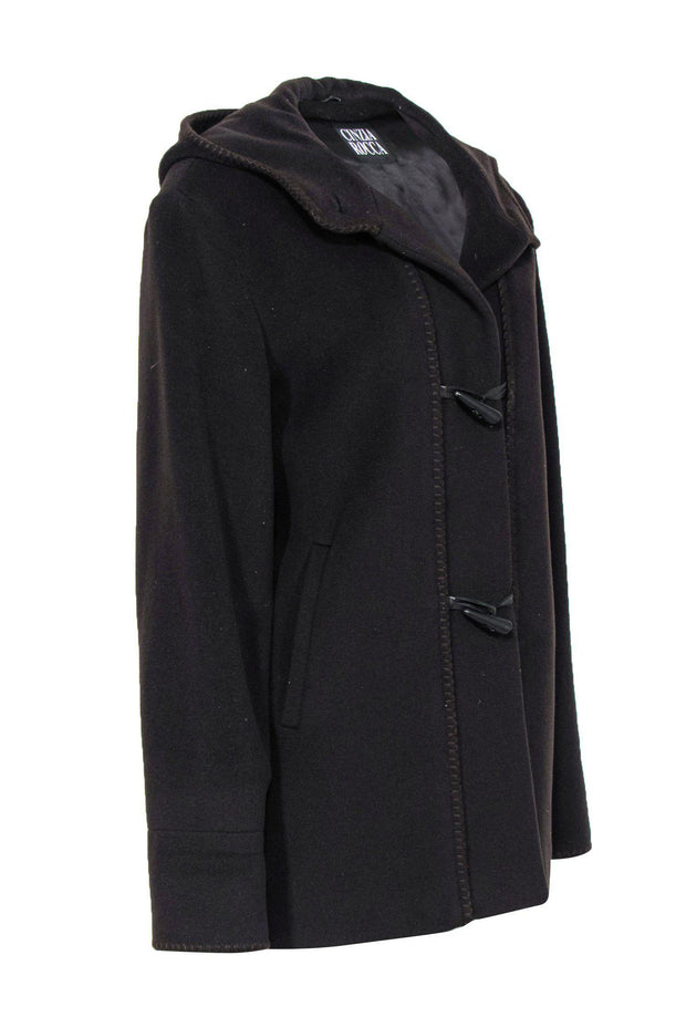 Current Boutique-Cinzia Rocca - Brown Wool Hooded Button-Up Coat Sz 8