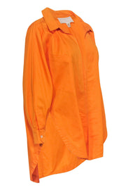 Current Boutique-Claude Montana - Orange Oversized Long Sleeve Cotton Collared Shirt Sz 4
