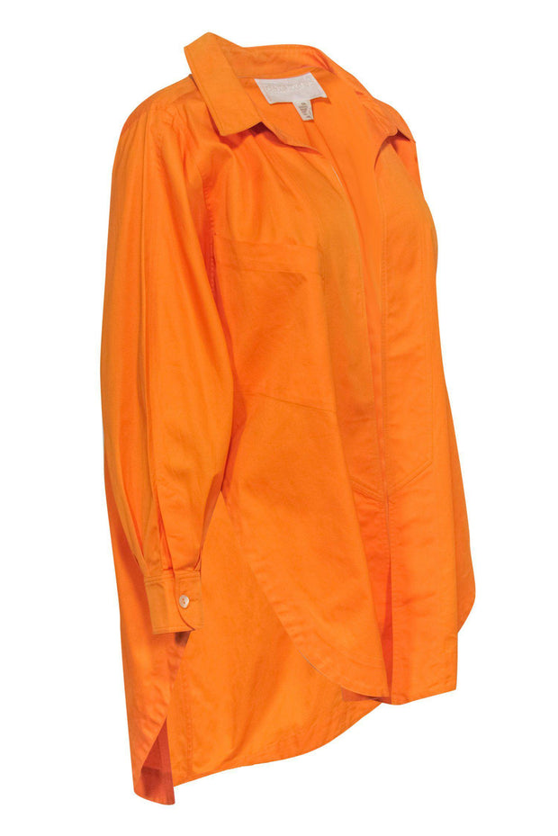 Current Boutique-Claude Montana - Orange Oversized Long Sleeve Cotton Collared Shirt Sz 4