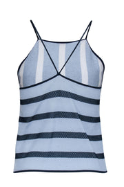Current Boutique-Club Monaco - Navy & White Stripe Knitted Tank Top w/ Mesh Overlay Sz M