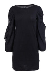 Current Boutique-Club Monaco - Black Knit Bodycon w/ Ribbon Cutout Sleeves Sz S