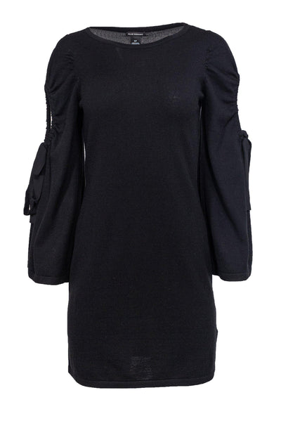 Current Boutique-Club Monaco - Black Knit Bodycon w/ Ribbon Cutout Sleeves Sz S