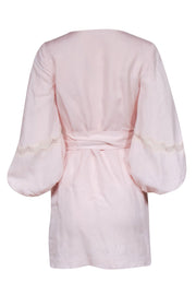 Current Boutique-Club Monaco - Blush Pink Linen Blend Crop Sleeve Wrap Dress Sz 0