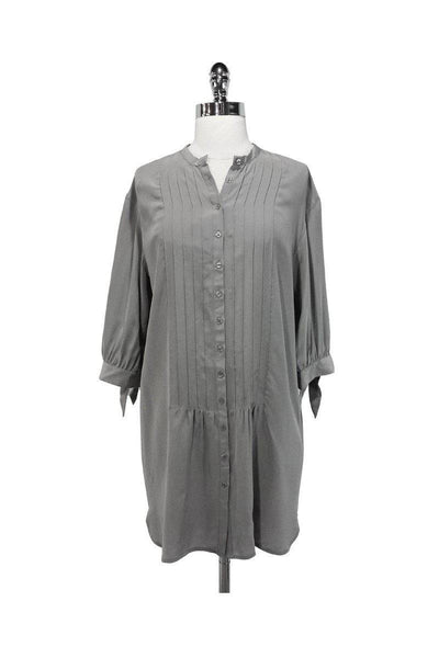 Current Boutique-Club Monaco - Grey 100% Silk Button Down Dress Sz 2