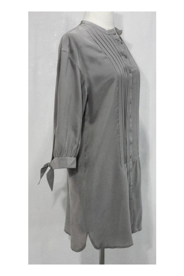 Current Boutique-Club Monaco - Grey 100% Silk Button Down Dress Sz 2