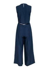 Current Boutique-Club Monaco - Navy Sleeveless Cut Out Back Jumpsuit Sz 2