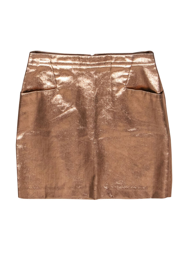 Current Boutique-Club Monaco - Rose Gold Metallic Miniskirt Sz 2