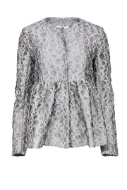 Current Boutique-CO - Silver Peplum Jacket w/ Textured Circle Design Sz L