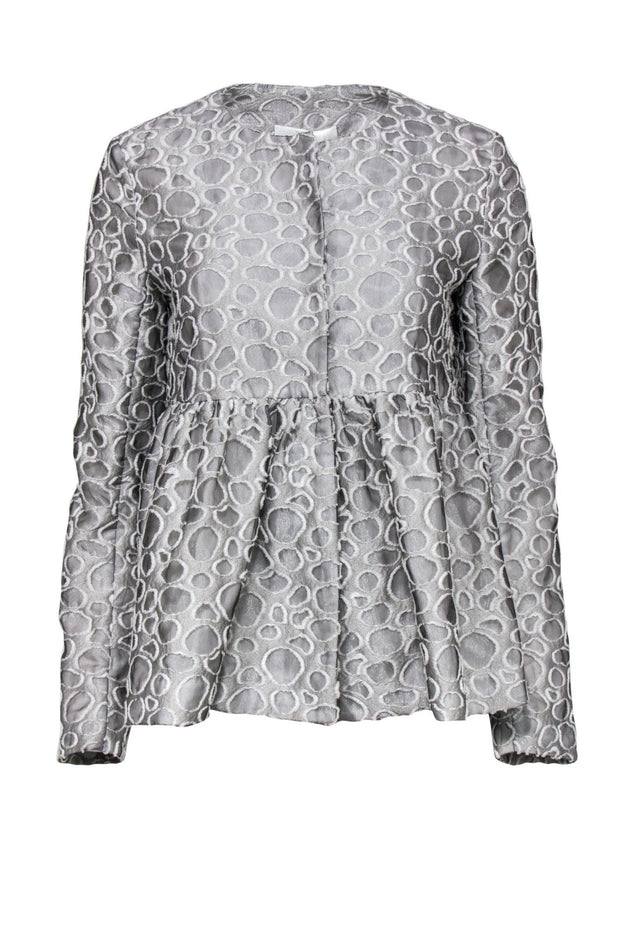 Current Boutique-CO - Silver Peplum Jacket w/ Textured Circle Design Sz L
