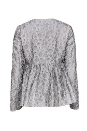 Current Boutique-CO - Silver Peplum Jacket w/ Textured Circle Design Sz L