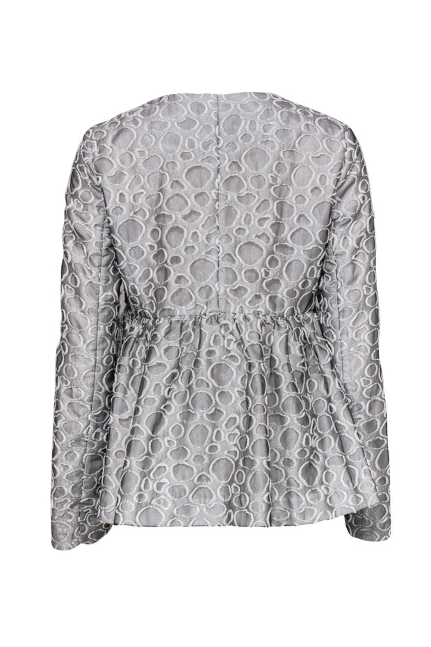 Current Boutique-CO - Silver Peplum Jacket w/ Textured Circle Design Sz L