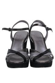 Current Boutique-Coach - Black Strappy "CeCe" Wedge Heels Sz 6