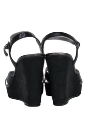 Current Boutique-Coach - Black Strappy "CeCe" Wedge Heels Sz 6