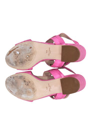 Current Boutique-Cole Hann - Light Pink Embossed Leather Croc Block Heel Sandals w/ Ankle Strap Sz 8.5