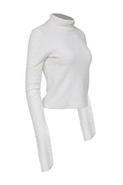 Current Boutique-Coperni - White Textured Knit Mock Neck Sweater w/ Extra Long Sleeves Sz 4