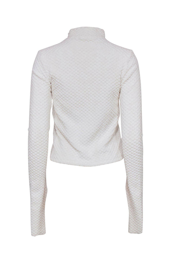 Current Boutique-Coperni - White Textured Knit Mock Neck Sweater w/ Extra Long Sleeves Sz 4