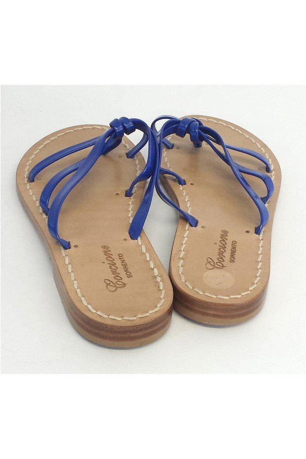Current Boutique-Corcione - Blue Patent Leather Strappy Flat Sandals Sz 6