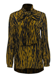 Current Boutique-COS - Black & Brown Abstract Striped Silk Blouse Sz 4
