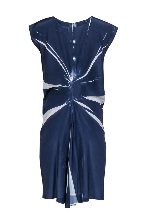 Current Boutique-Cotelac - Blue & Cream Silky Sleeveless Dress Sz 2