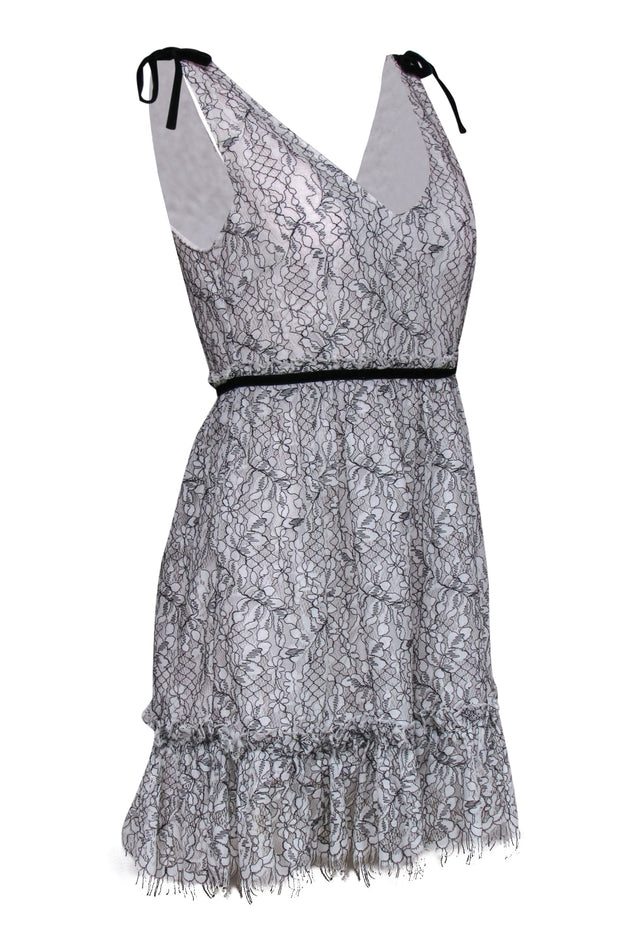 Current Boutique-Cupcakes & Cashmere - White & Black Floral Lace Fit & Flare Dress Sz 4