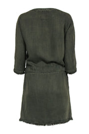 Current Boutique-Current/Elliott - Olive Twill Linen Blend Tie Waist Dress w/ Fringe Sz 0