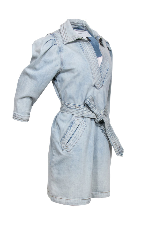 Current Boutique-Current/Elliott - Light Wash Denim Dress with Belt Sz 1