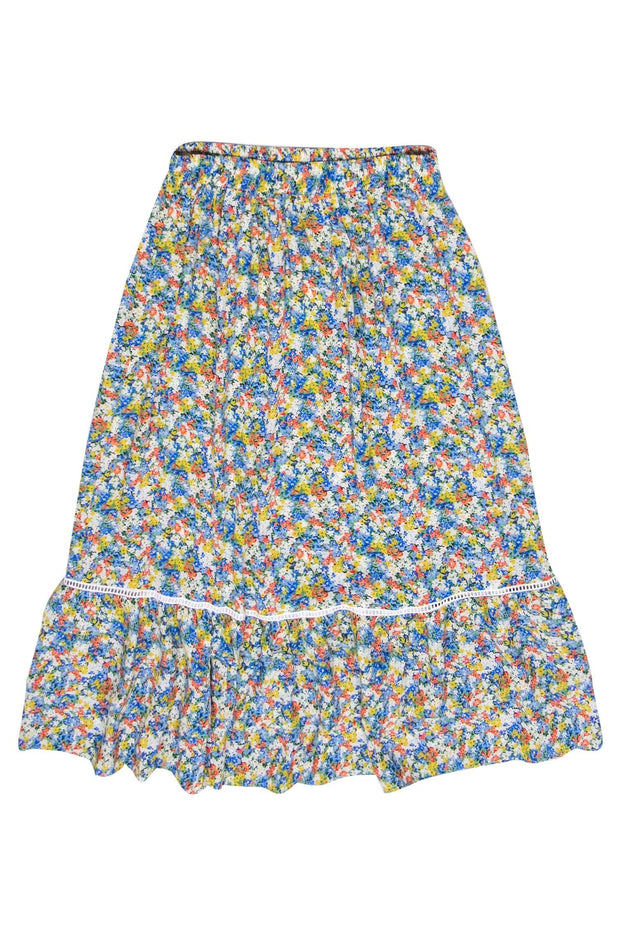 Current Boutique-Cynthia Rowley - Multicolor Floral Ruffled Hem Maxi Skirt Sz S