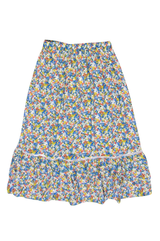 Current Boutique-Cynthia Rowley - Multicolor Floral Ruffled Hem Maxi Skirt Sz S
