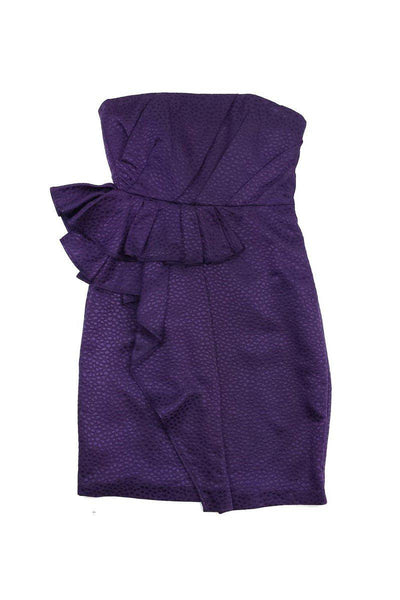 Current Boutique-Cynthia Steffe - Purple Spotted Silk Strapless Dress Sz 4