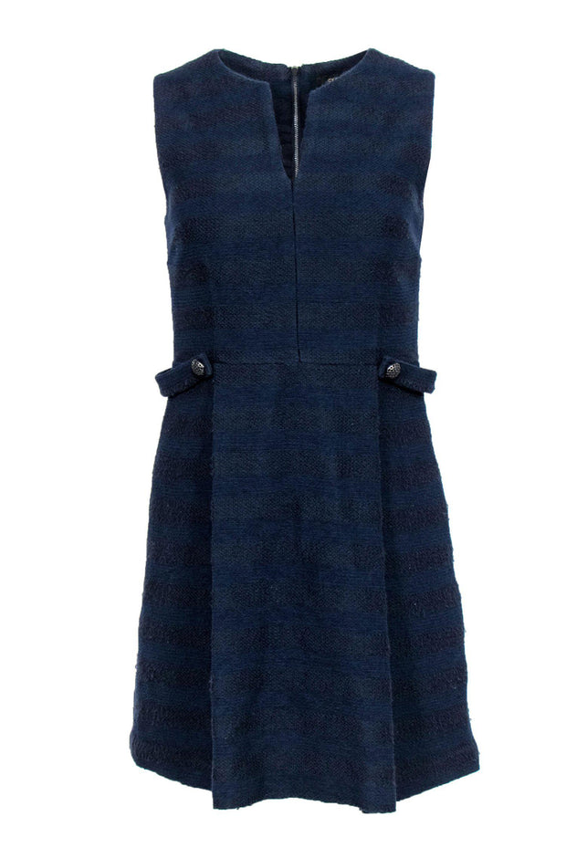 Current Boutique-Cynthia Steffe - Navy Striped Tweed A-Line Dress Sz 4