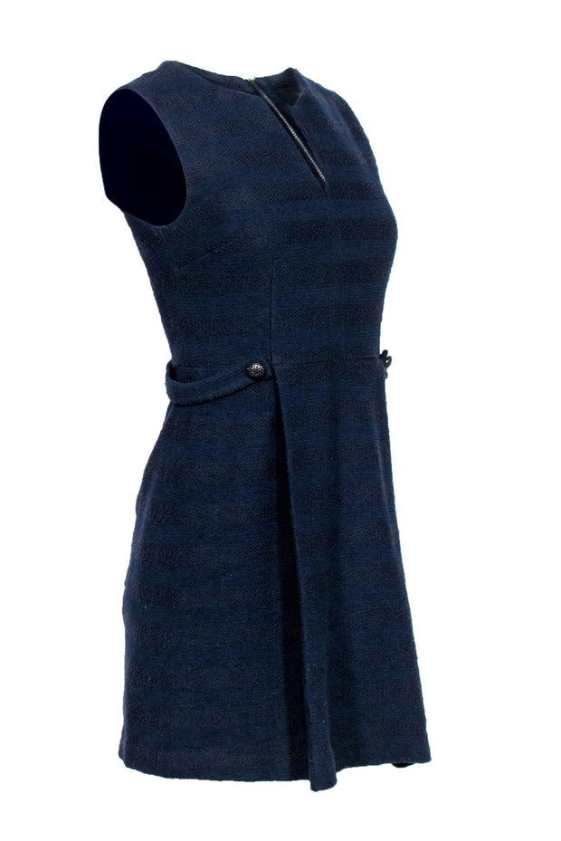 Current Boutique-Cynthia Steffe - Navy Striped Tweed A-Line Dress Sz 4