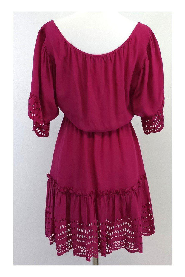 Current Boutique-Cynthia Steffe - Fuchsia Burnout Trim Silk Dress Sz 2