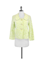 Current Boutique-Cynthia Steffe - Lime Textured Cotton Jacket w/ Silver Trim Sz M