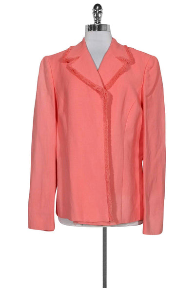 Current Boutique-Dana Buchman - Coral Raw Edge Linen Blazer Sz 14