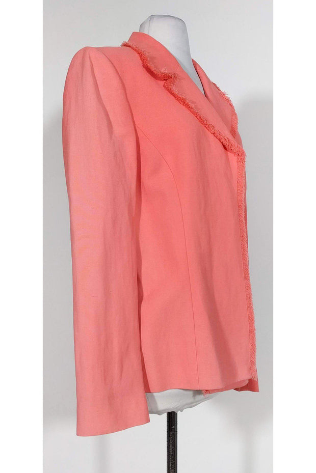 Current Boutique-Dana Buchman - Coral Raw Edge Linen Blazer Sz 14