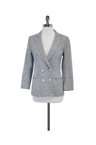Current Boutique-Daryl K - Navy & White Pinstriped Cotton Jacket Sz 4