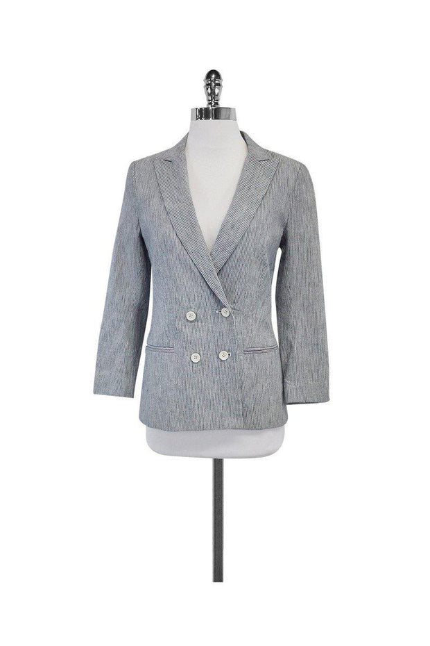 Current Boutique-Daryl K - Navy & White Pinstriped Cotton Jacket Sz 4