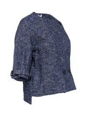 Current Boutique-Derek Lam - Blue & White Speckled Blazer w/ Crop Sleeves Sz 0
