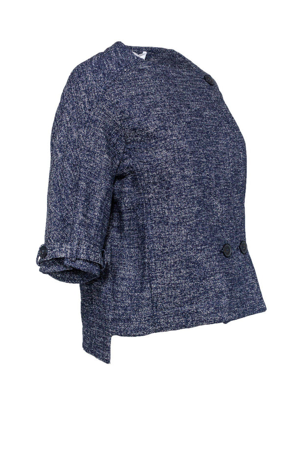 Current Boutique-Derek Lam - Blue & White Speckled Blazer w/ Crop Sleeves Sz 0