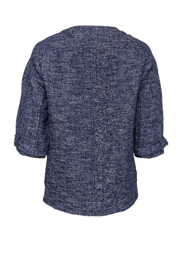Current Boutique-Derek Lam - Blue & White Speckled Blazer w/ Crop Sleeves Sz 0
