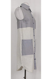 Current Boutique-Derek Lam - Navy & Beige Striped Shirt Dress Sz 2